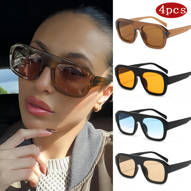 Sunglasses Oversized Square - نظارات شمسية للسيارة 1/4 قطع، نظارات