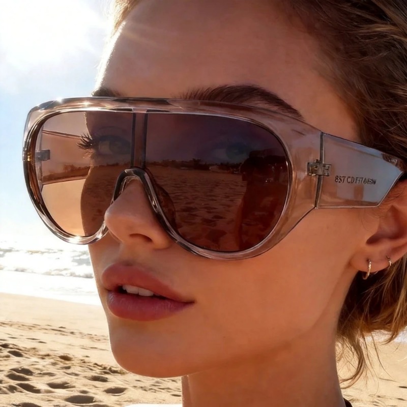 Sunglasses Oversized Square - نظارات شمسية كبيرة الحجم بتصميم درع