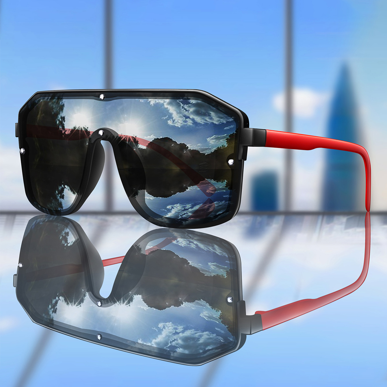 Sunglasses Oversized Square - العلامة التجارية الجديدة مربع كبير إطار