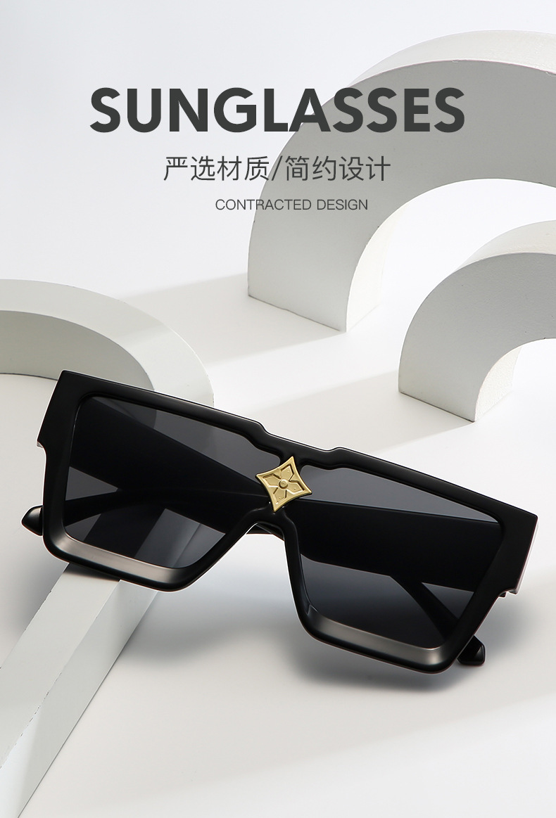 Sunglasses Oversized Square - نظارات شمسية عصرية للرجال والنساء بإطار