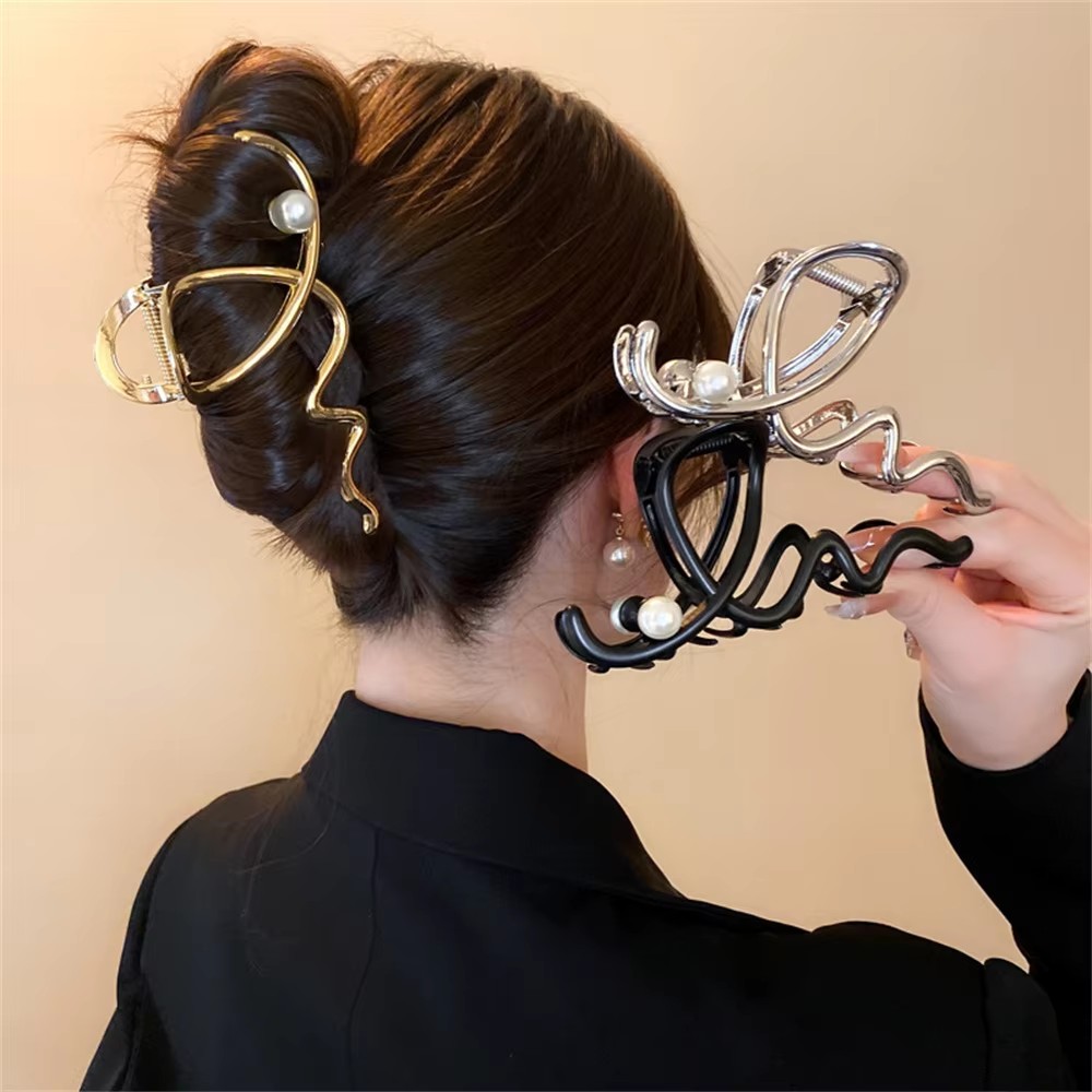 Women Accessories Sale - دبوس شعر لؤلؤي بتصميم الموجة الكبيرة،