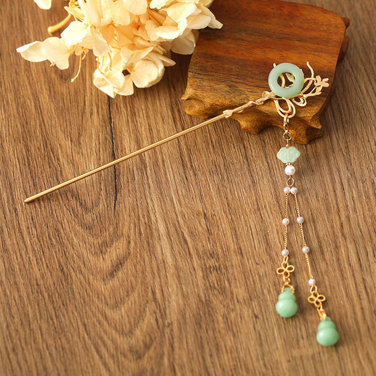 Pearl Hair Pin - النمط الصيني الزجاج دبوس الشعر للنساء