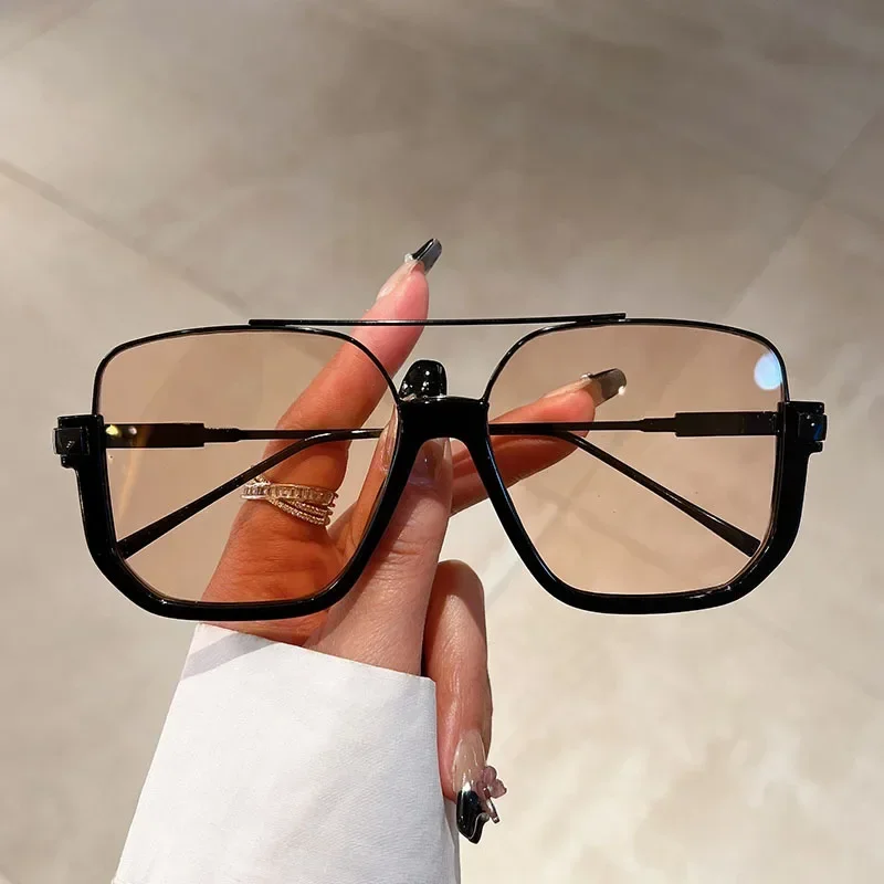Sunglasses Oversized Square - نظارات شمسية معدنية عتيقة الطراز كبيرة