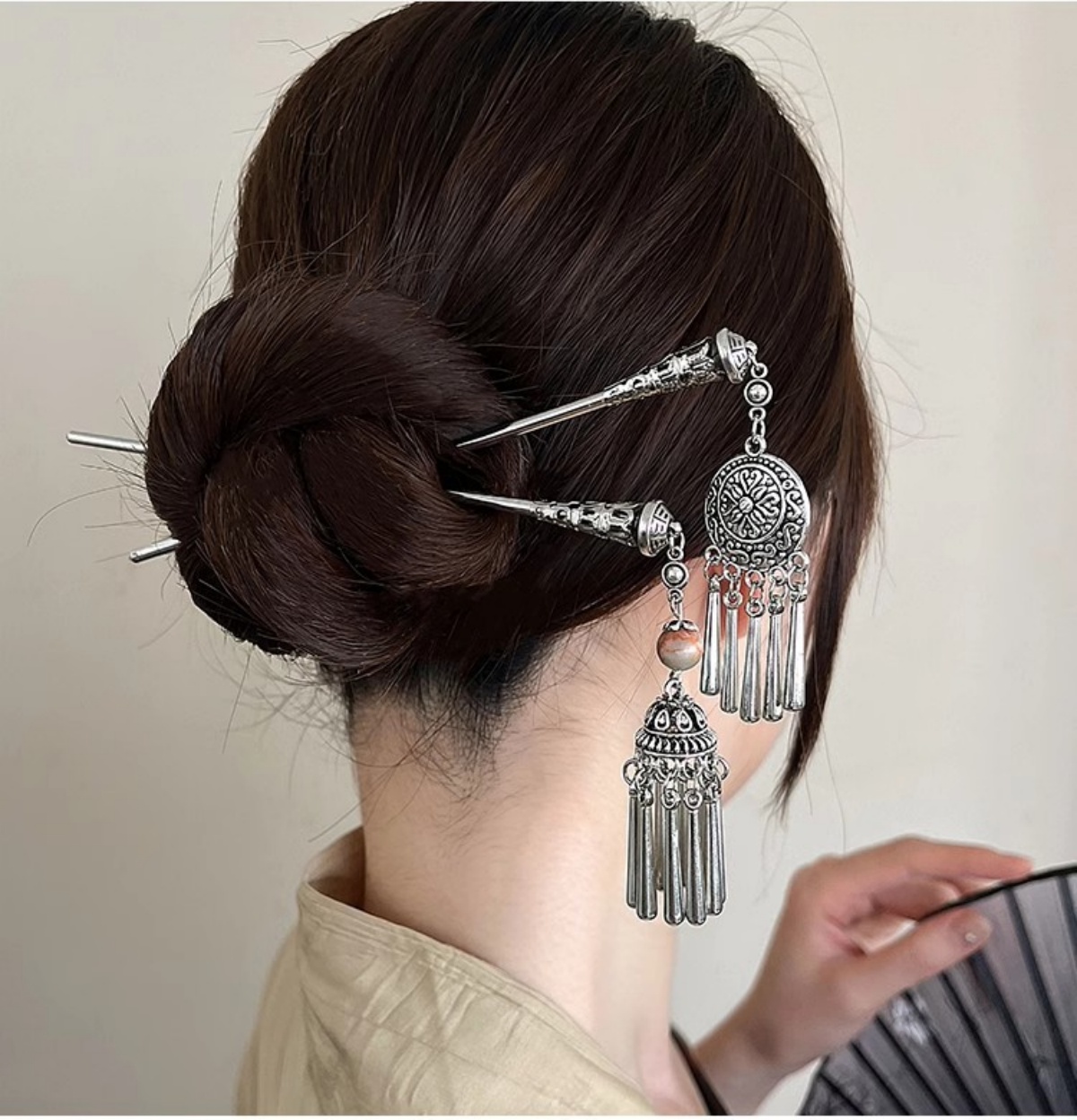 دبوس شعر نسائي أنيق عتيق فضي ع - مراجعة Pearl Hair Pin وسعره