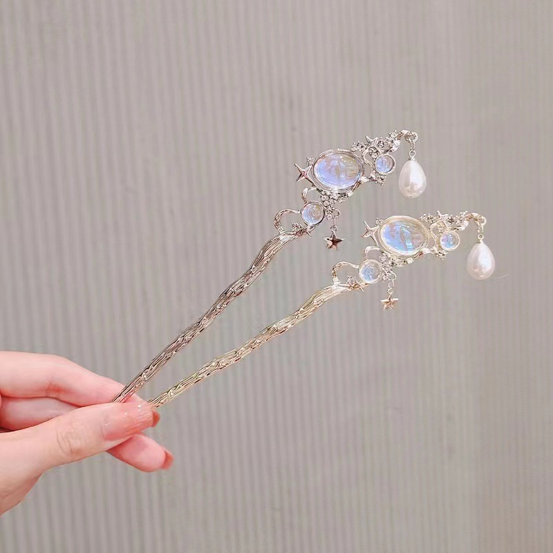 دبوس شعر من حجر القمر مع نجمة  - مراجعة Pearl Hair Pin وسعره