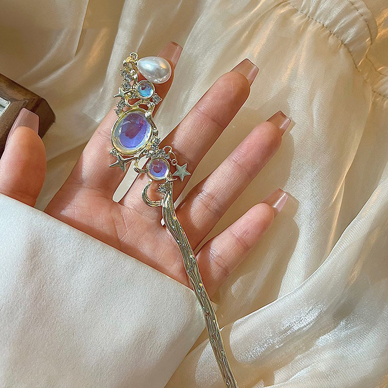 دبوس شعر من حجر القمر مع نجمة  - مراجعة Pearl Hair Pin وسعره