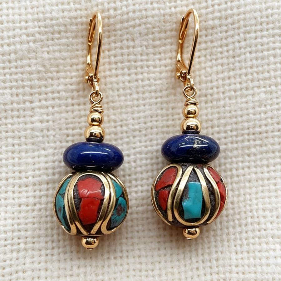 أقراط ذهبية متدلية مصنوعة يدوي - مراجعة Women Accessories Nepal وسعره