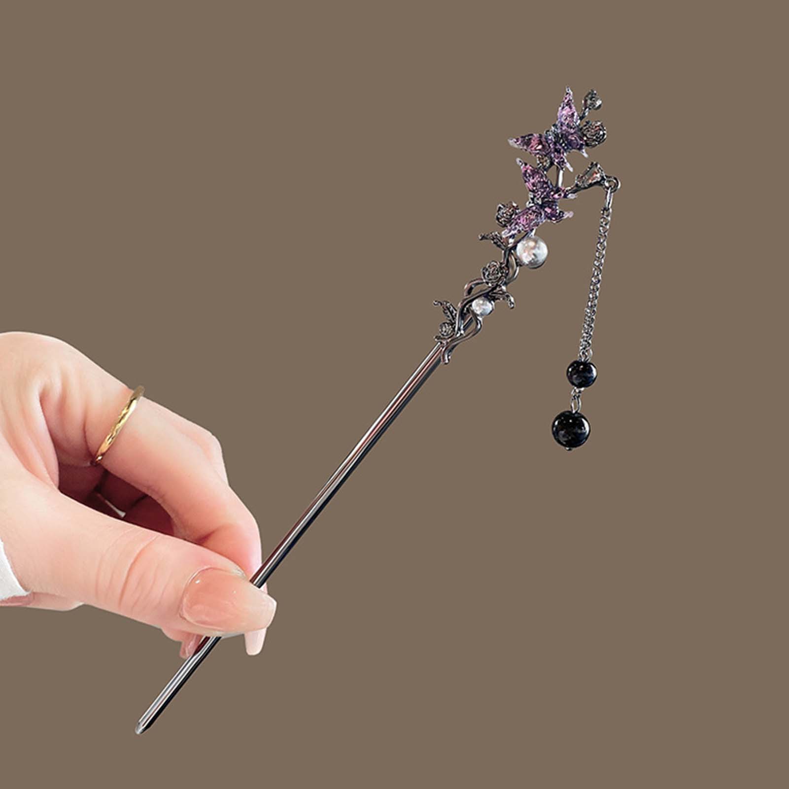 دبابيس شعر معدنية سوداء على ال - مراجعة Pearl Hair Pin وسعره