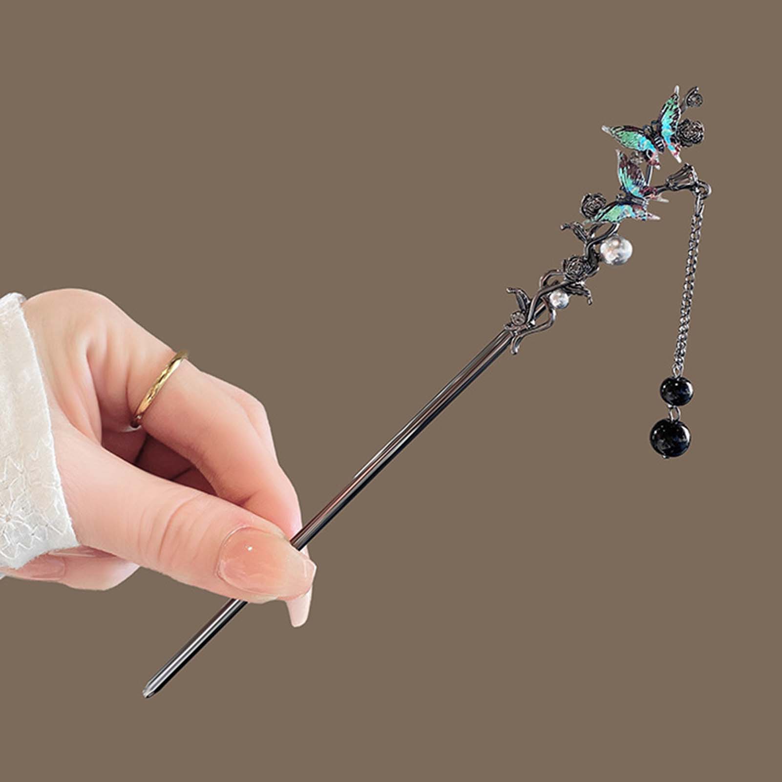 دبابيس شعر معدنية سوداء على ال - مراجعة Pearl Hair Pin وسعره