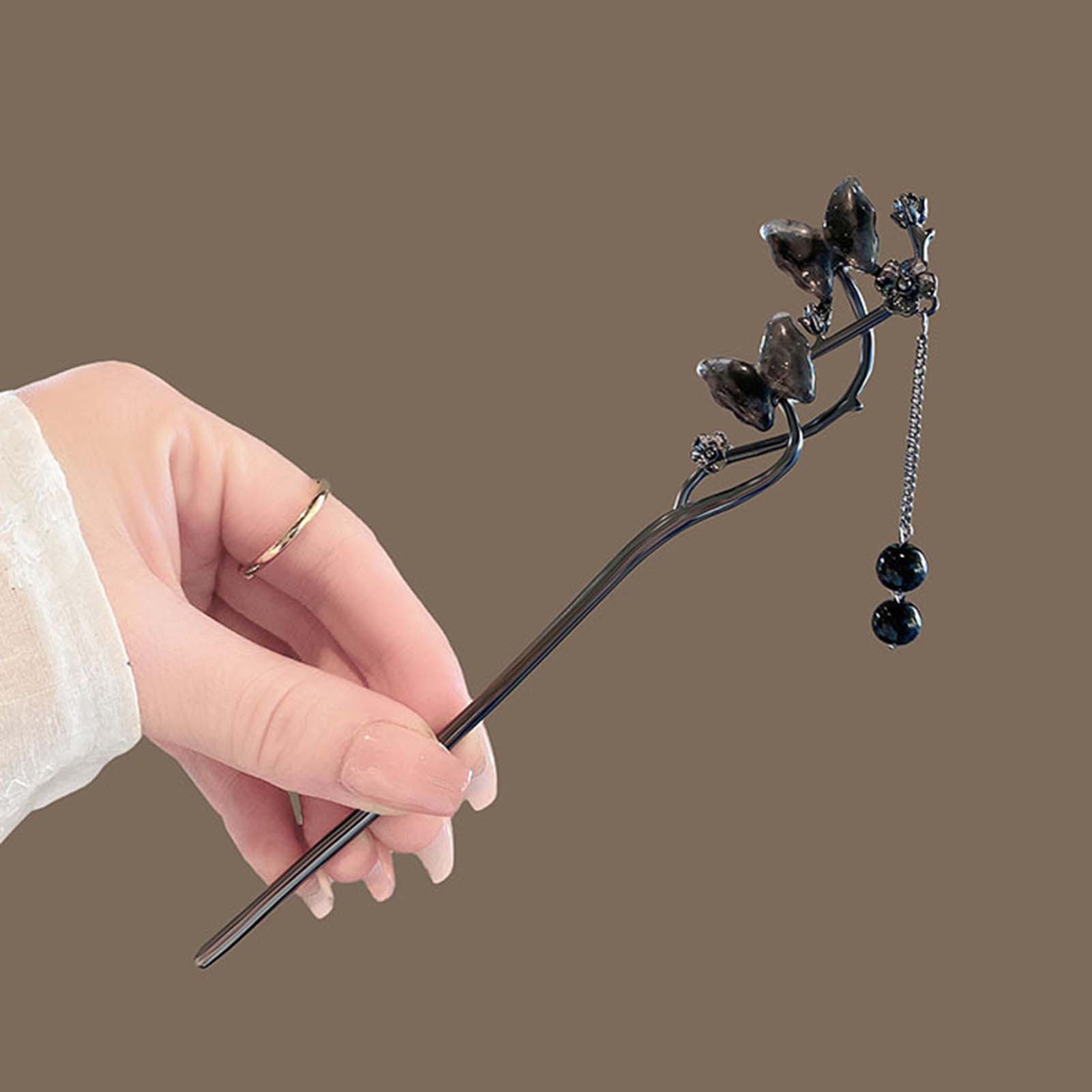 دبابيس شعر معدنية سوداء على ال - مراجعة Pearl Hair Pin وسعره