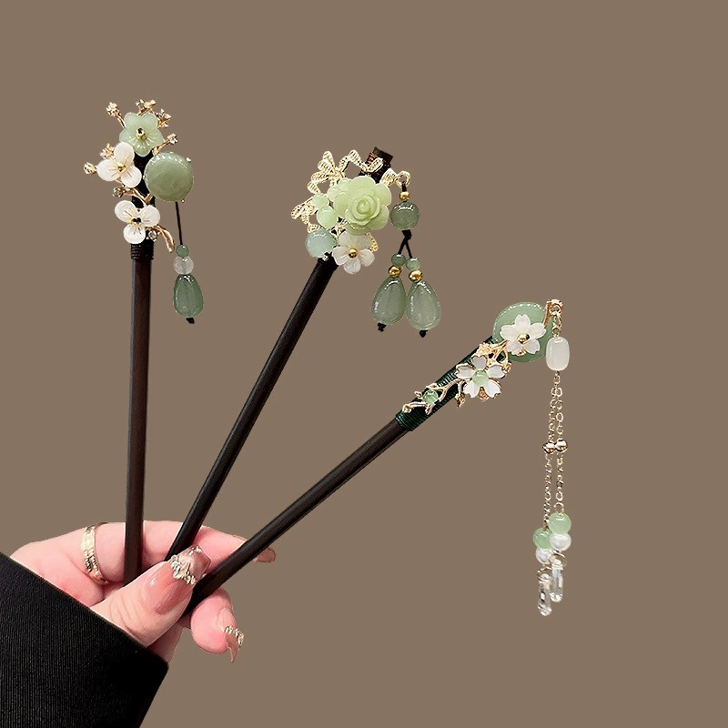 دبوس شعر خشبي عتيق للنساء عصا  - مراجعة Pearl Hair Pin وسعره