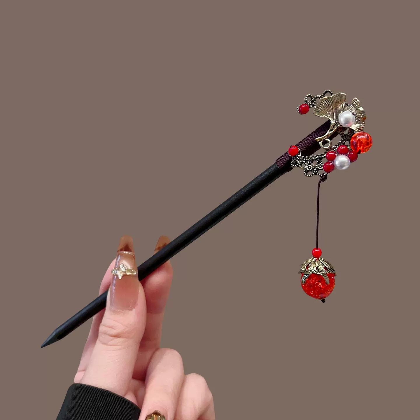 دبوس شعر خشبي عتيق للنساء عصا  - مراجعة Pearl Hair Pin وسعره
