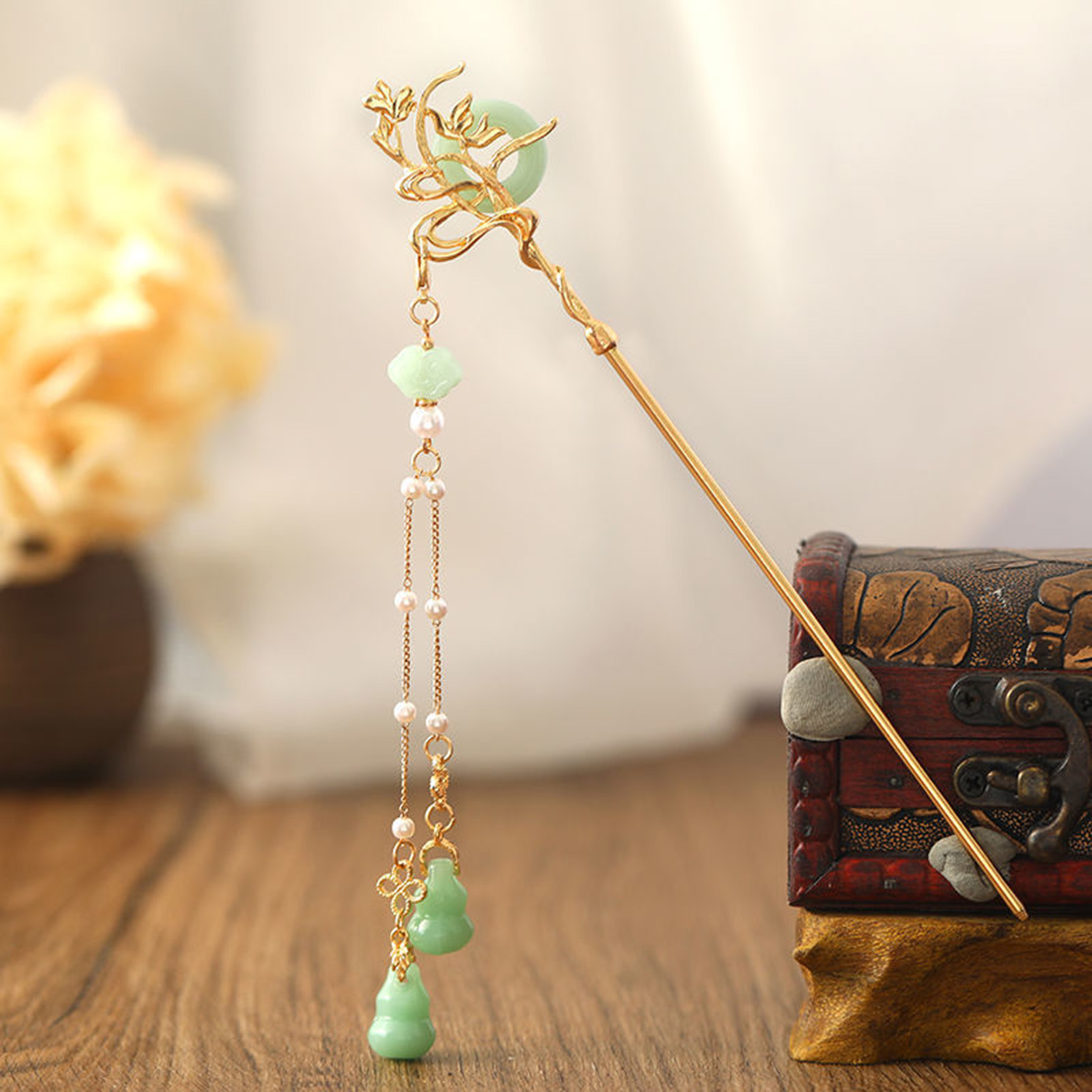 النمط الصيني الزجاج دبوس الشعر - مراجعة Pearl Hair Pin وسعره