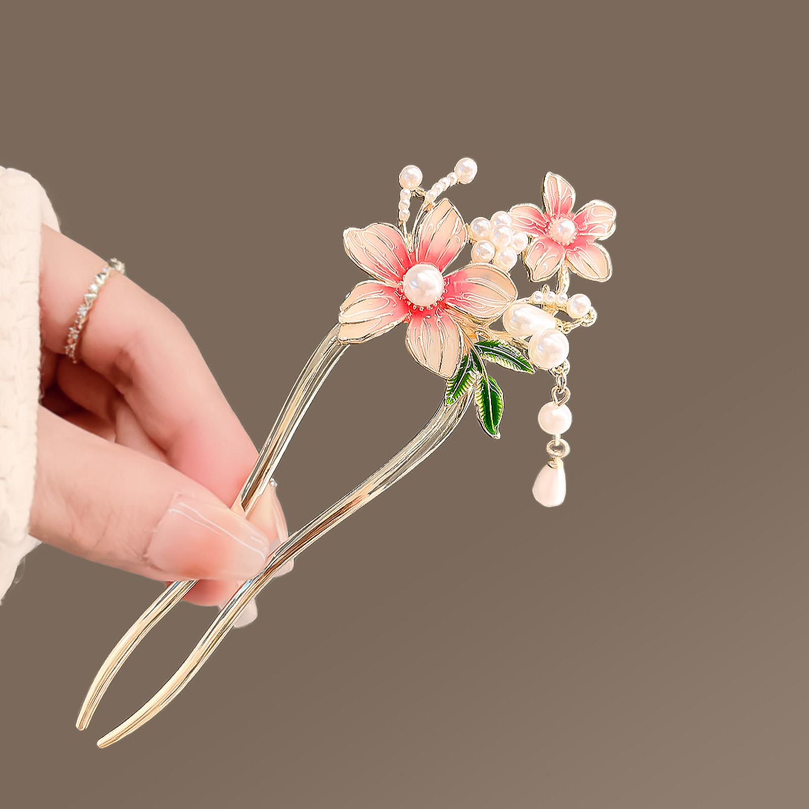 أنيقة الوردي زهرة الشعر دبوس U - مراجعة Pearl Hair Pin وسعره
