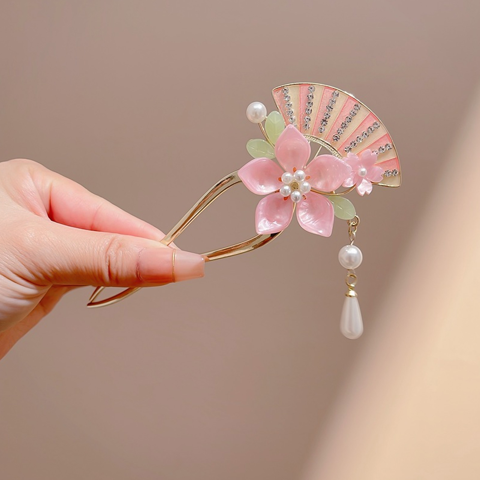 أنيقة الوردي زهرة الشعر دبوس U - مراجعة Pearl Hair Pin وسعره